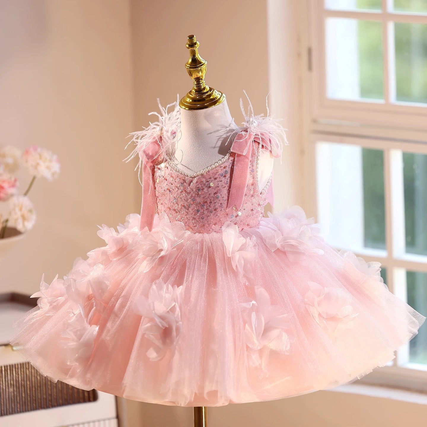 Children's Beautiful Dress Girls' Piano Playing Umbrella Princess Dress
