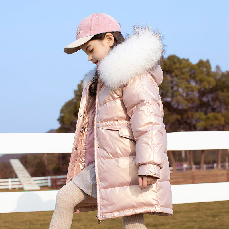 New Children's Down Jacket Girls Mid-length