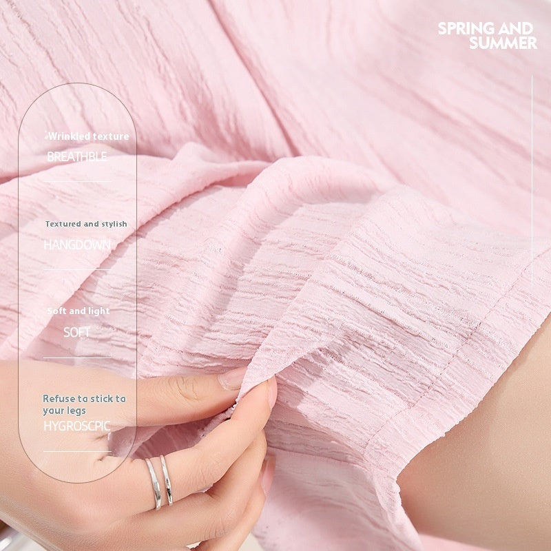 Knitted Drawstring Linen Pleated Shorts For Pregnant Women Casual