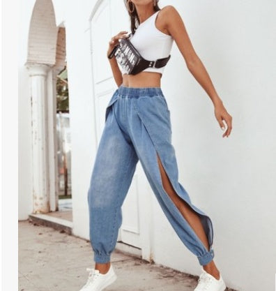 Side slit leg jeans