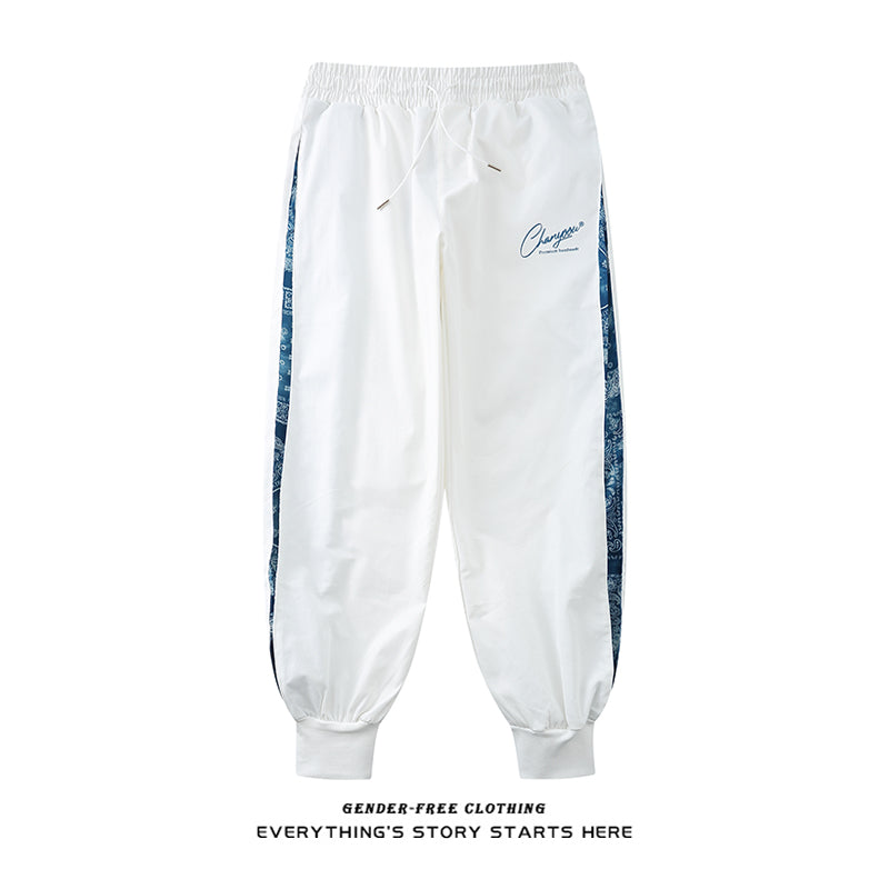 Stitching Elastic Waist Sports Casual Pants For Men And Women Loose All-Match Trendy Pants