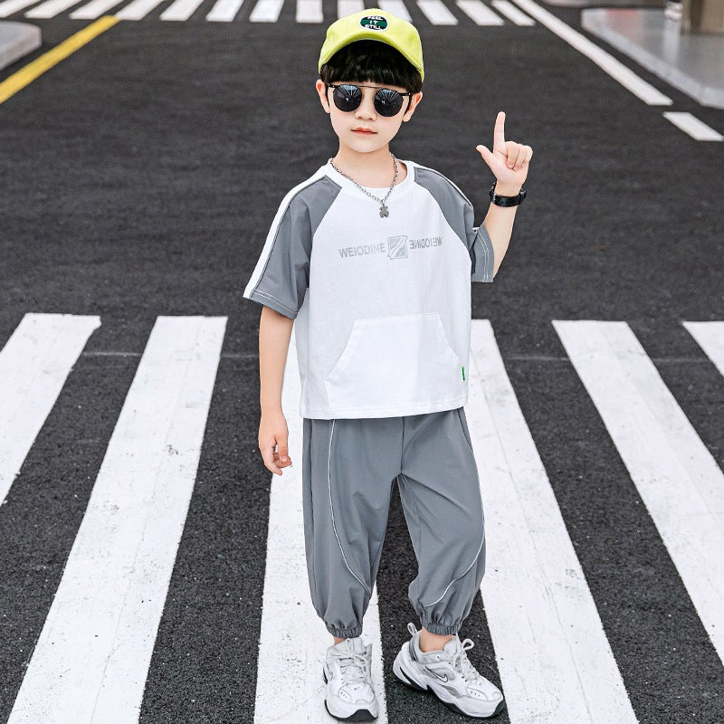 Boys'' Suit Summer Cotton Leisure Reflective Middle School