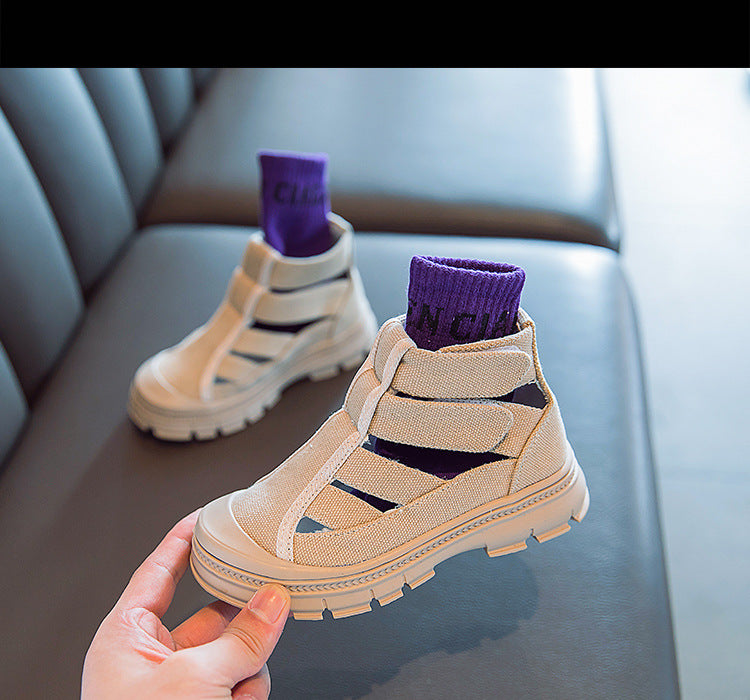 Fashion Simple Side Zipper Girls Sandals