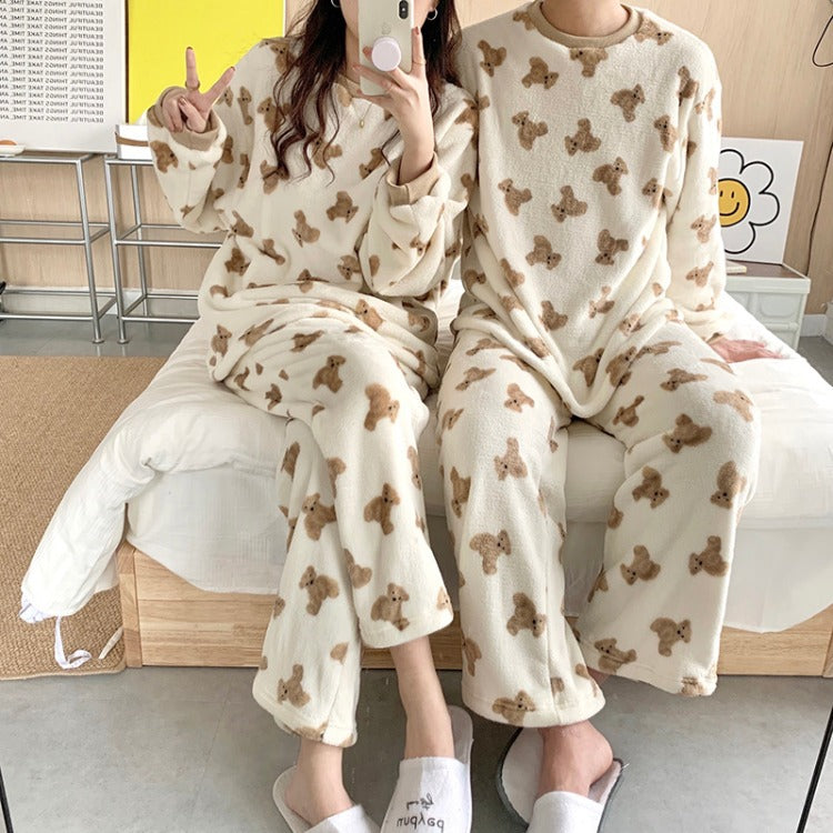 New Cute Couple Loose Round Neck Pajamas