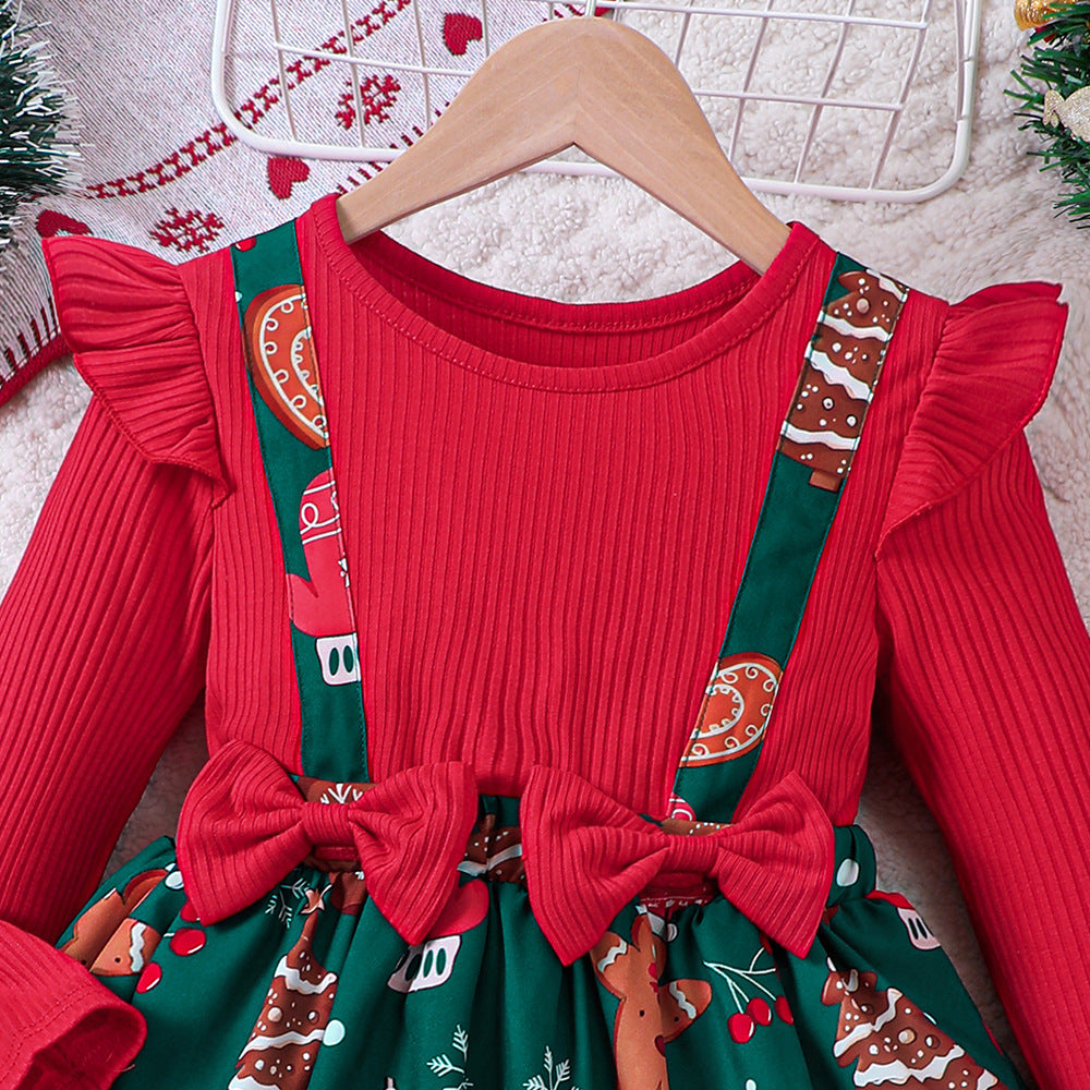 Christmas False Two-piece Patchwork Dress