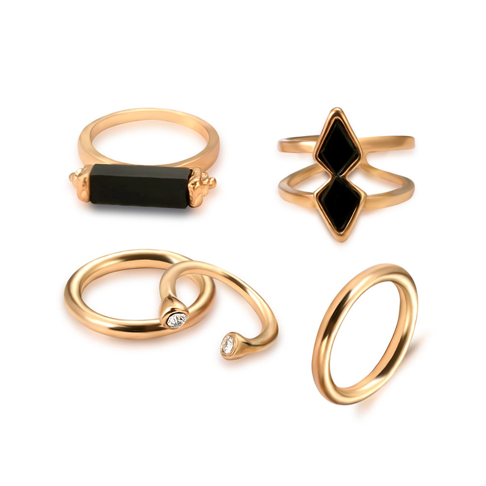 Fashion Joint Ring Set Electroplating 18K Gem Jewelry