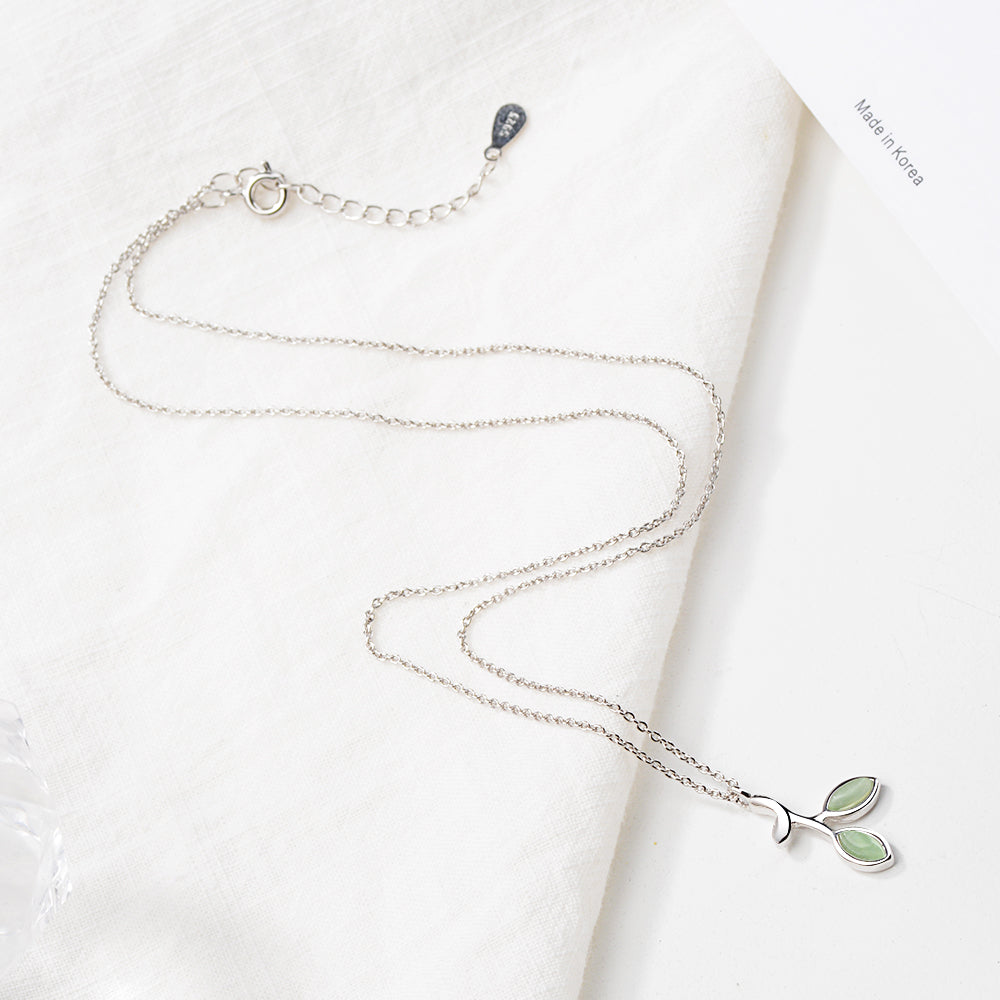 925 Sterling Silver Jewelry Set Earrings Ring Necklace Opal Leaf Bracelet, Womens Summer Jewelry
