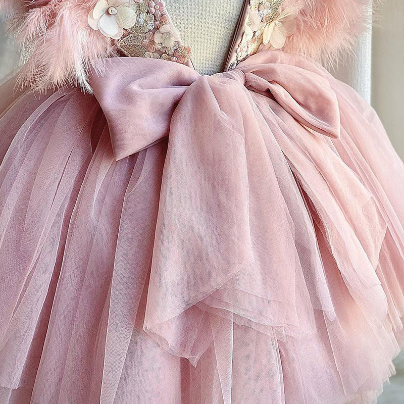 Christmas Children's Dress Flower Wedding Puffy Gauze Princess Dress