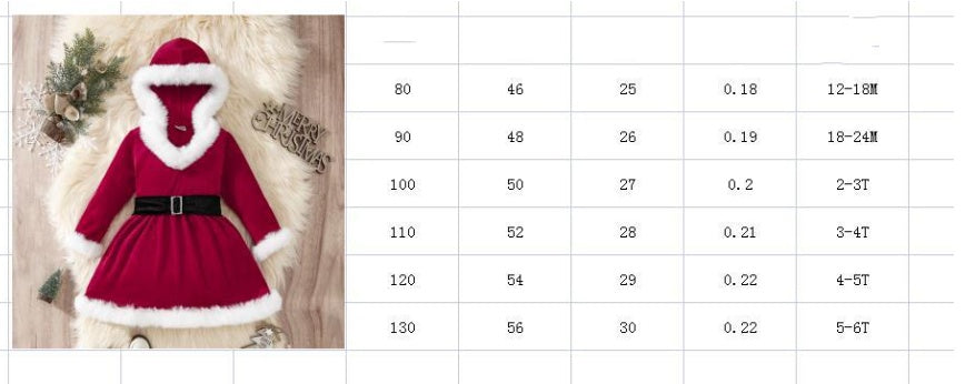 Children's Christmas Dress Hooded V-neck