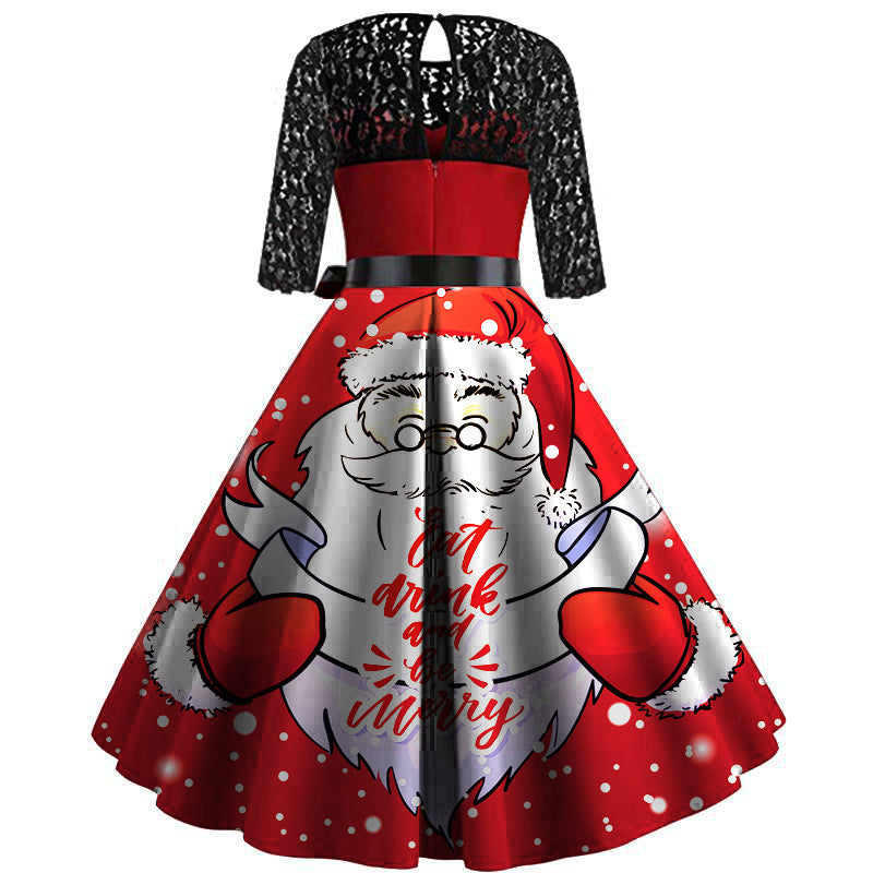 Women's Christmas Digital Dress For The Elderly