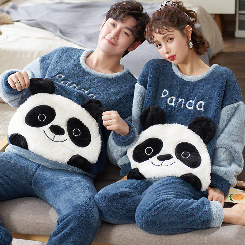 Winter Couple Thickened Flannel Pajamas Suit
