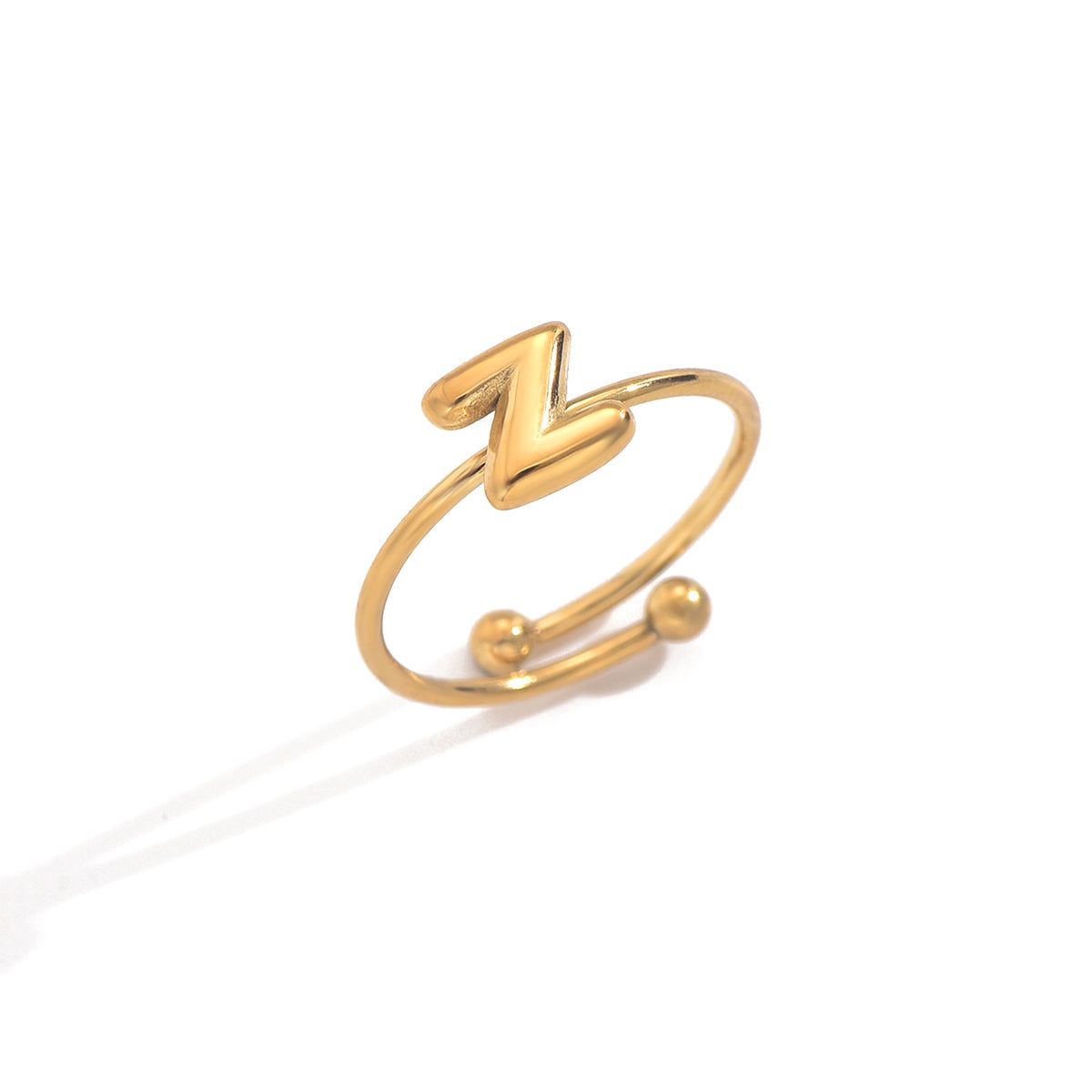 Lxalry 18K Gold Plated Stainless Steel Initial Ring For Women - Adjustable Minimalist Letter A-Z Rings, Personalized Gift Jewelry, Waterproof, Hypoallergenic, Tarnish-Free, Trendy Custom Statement Rin