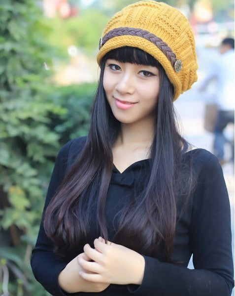 Women's Fashion Braided Autumn Winter Warm Baggy Beanie knitted hat crocheted hat 989D