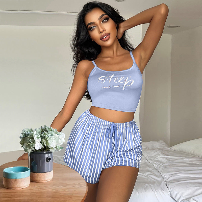 Letter Stripes Printed Ladies' Homewear