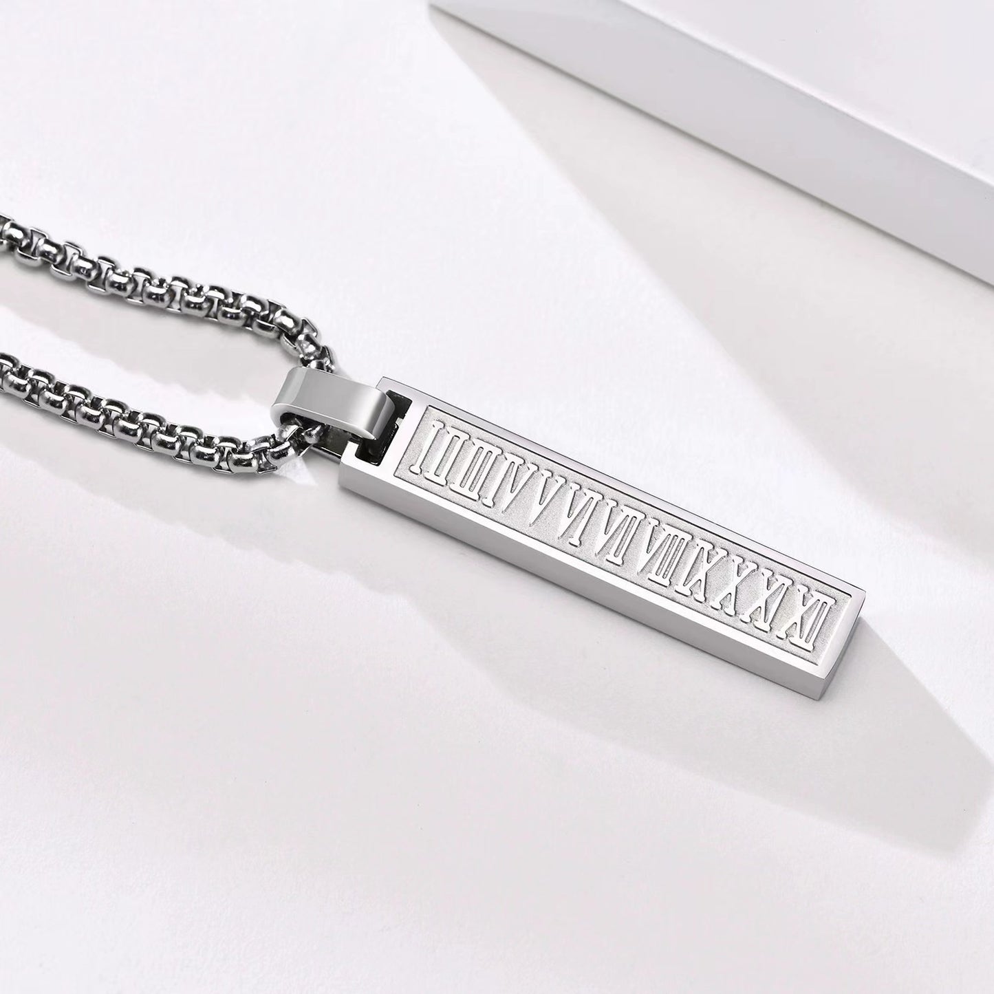 Stainless Steel Simple Roman Numeral Necklace