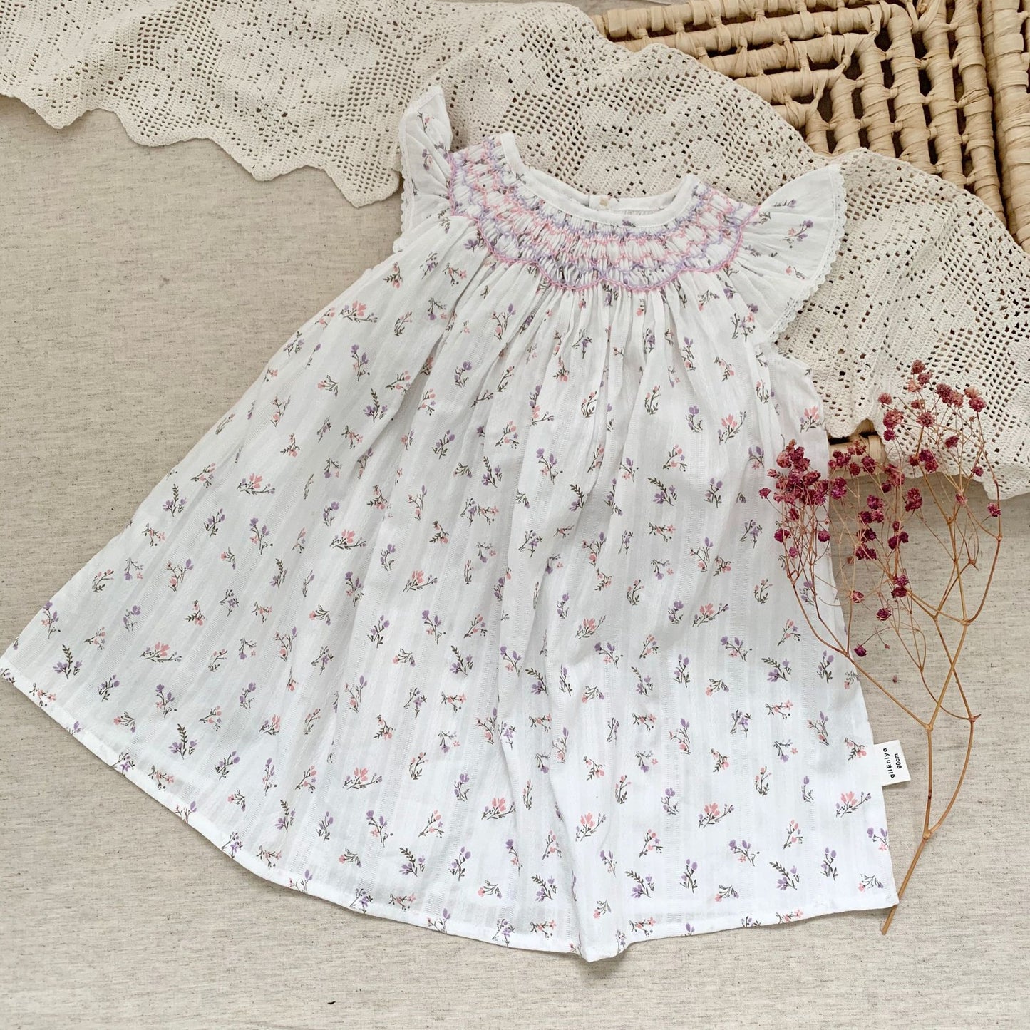 Girls' Printing Flounced Sleeve Girl's Dress