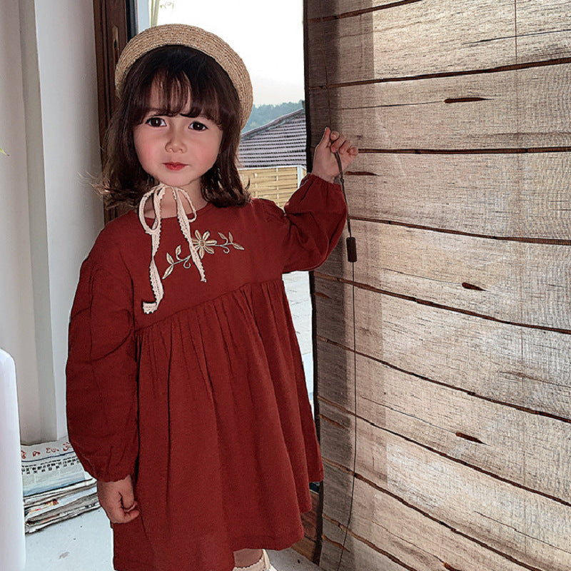 Girls Fashion Simple Embroidered Princess Dress