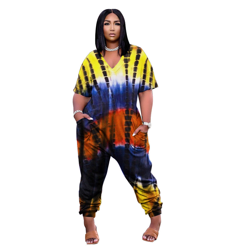 Targeted Print Loose Size Jumpsuit Women