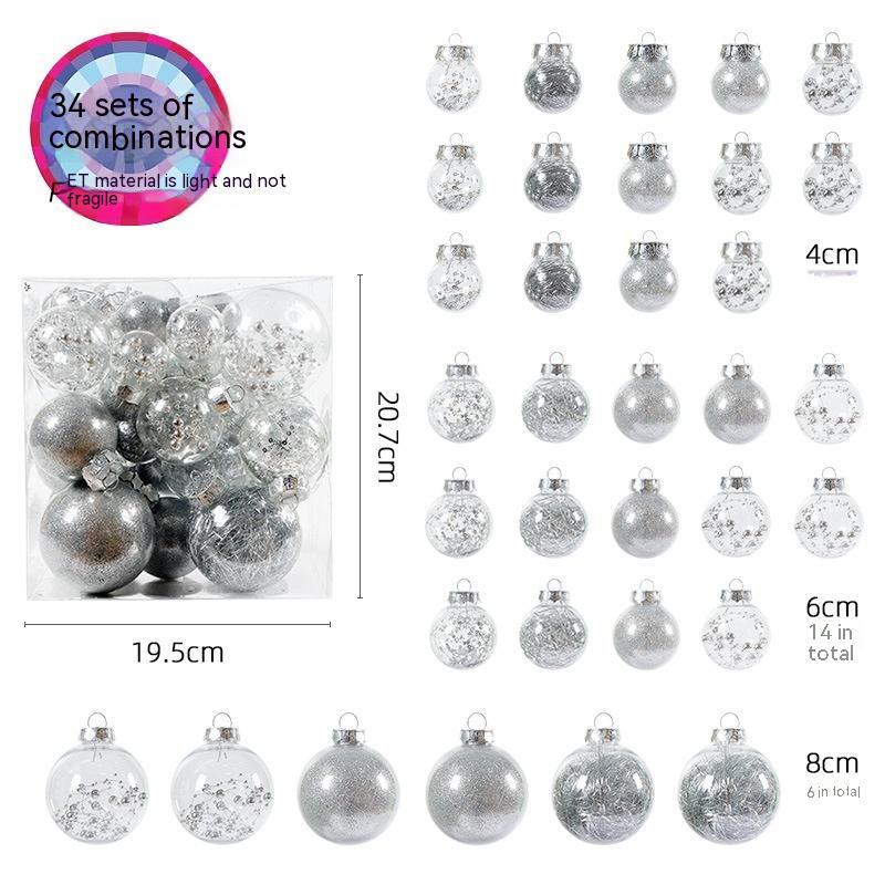 34-tube Christmas Tree Ornaments Large Mouth Ball Transparent Ball
