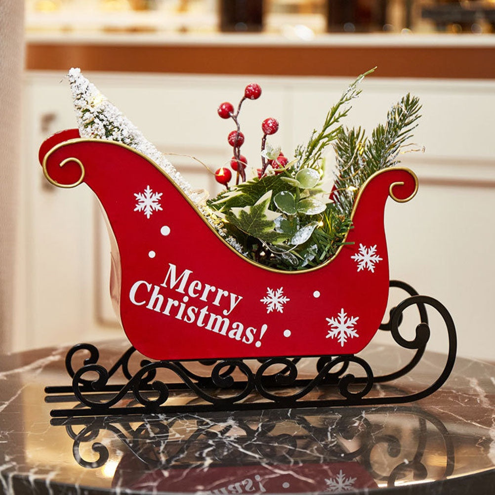 Christmas Sleigh Medium Santa Indoor Sled Mini De Ornaments Outdoor Decorations Tree Adornment Berry Cardboard