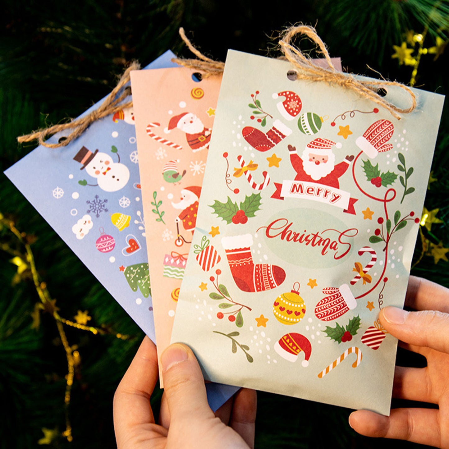48 Pack Christmas Advent Calendar Bags Kit Envelope Shape Paper Gift Bags With Advent Numbers Stickers Clips And Rope Santa Claus Snowman Pattern Goodie Candy Treat Bags For Xmas Party Tree Decoration