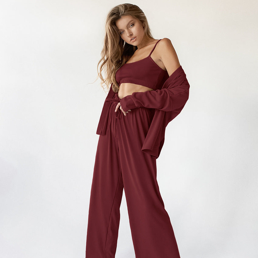 Women's Pajamas Vest Three-piece Homewear