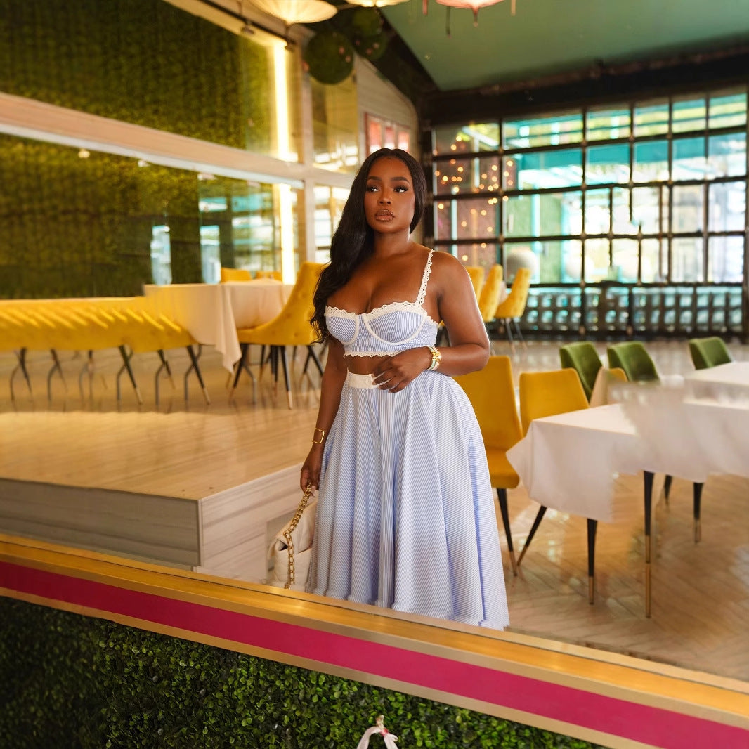 Fashion Women's Suspender Vest Skirt Suit