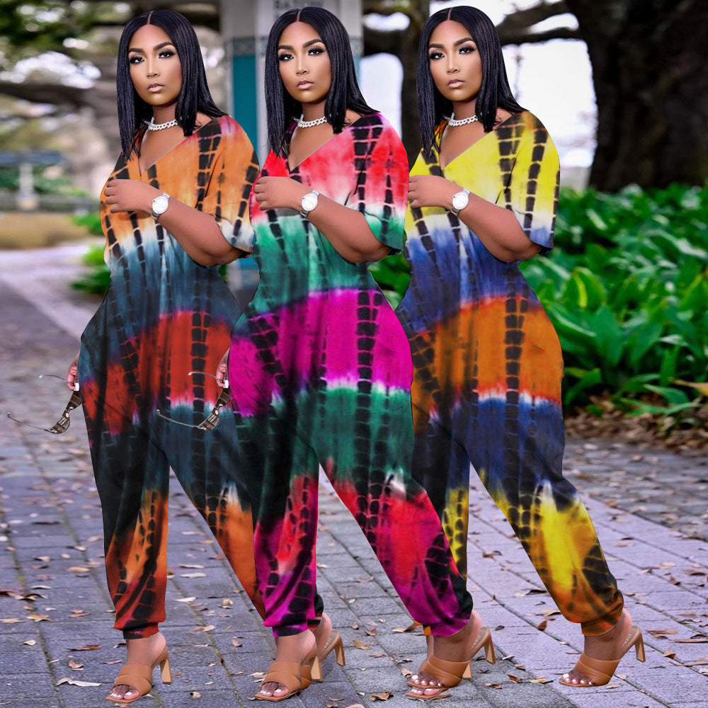Targeted Print Loose Size Jumpsuit Women