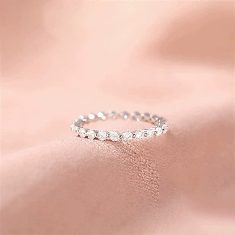 Silver Diamond Ring With High Sense Ring All-match Women's Silver Jewelry