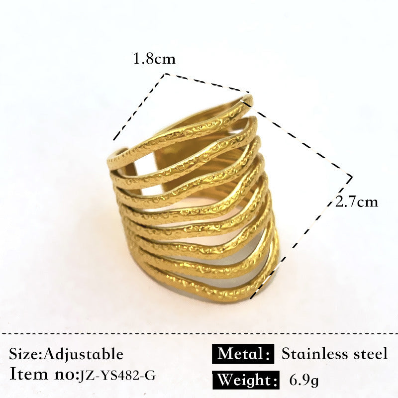 Glossy Stainless Steel Plated 18K Gold Simple Ring
