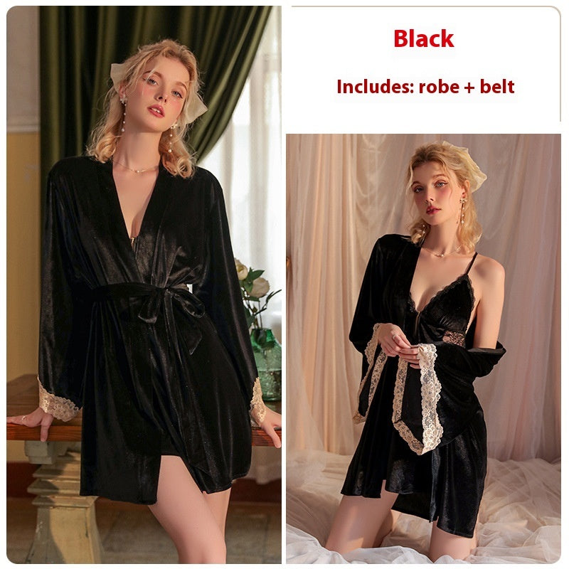 Women's Suspender Nightdress Outerwear Gown Homewear