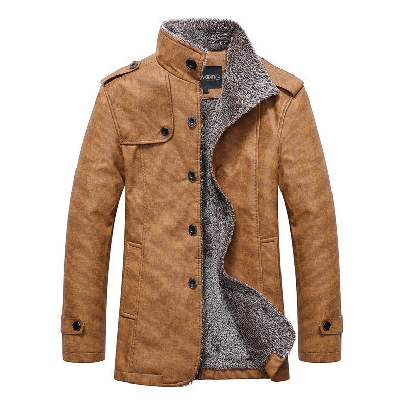 Men's Fashion Lapel Plush Leather Jacket
