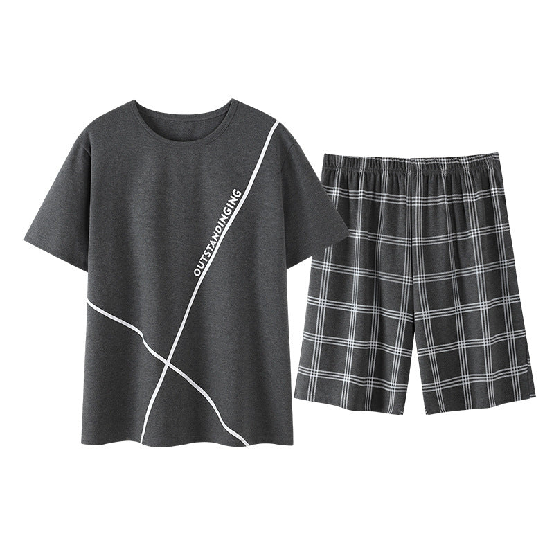 Pajamas Men's Summer Cotton Short Sleeve Shorts Suit