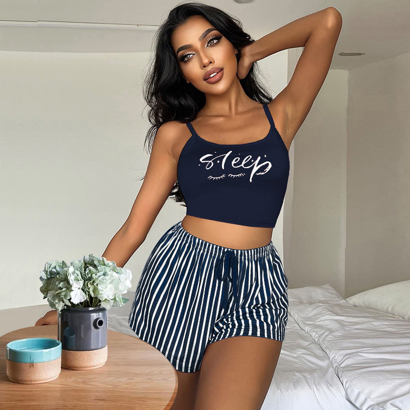 Letter Stripes Printed Ladies' Homewear