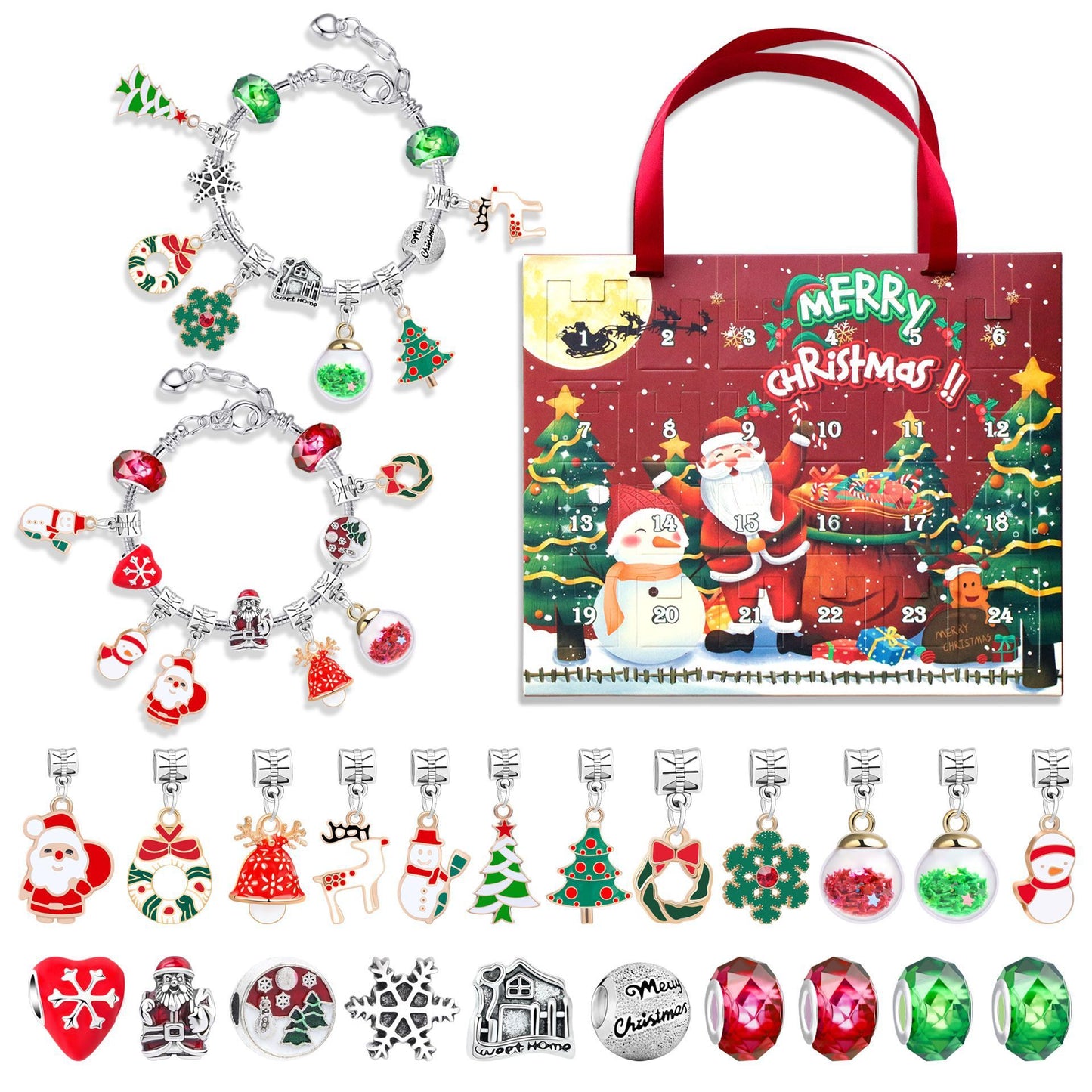 24 Grid Countdown Calendar Christmas Blind Box Children's Handmade Bracelet Gift Box