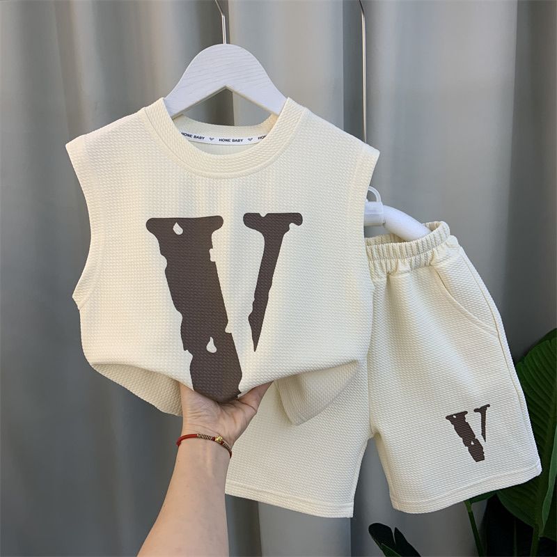 Boys' New Fashionable Summer Clothing Sleeveless Gym Clothes Pu Shuai Two-piece Suit