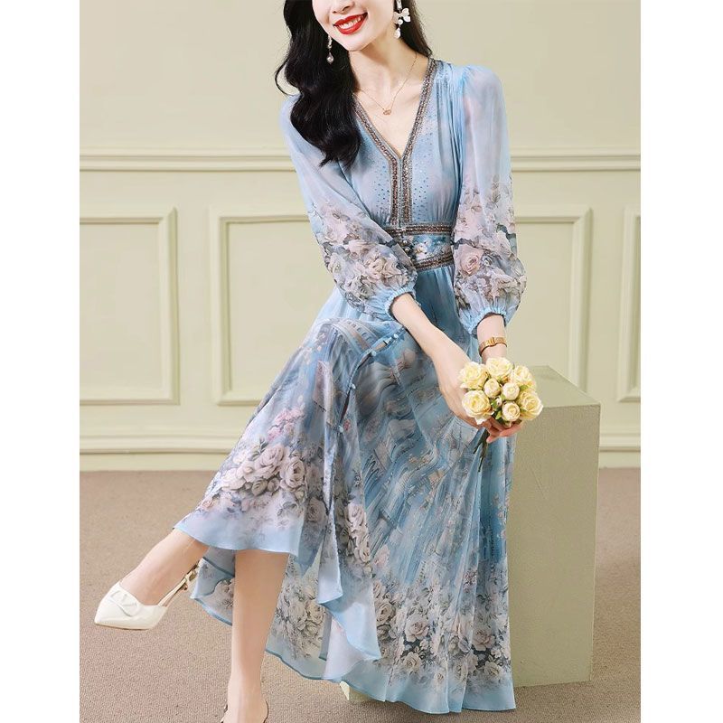 French Slimming Temperament Printed Floral Skirt