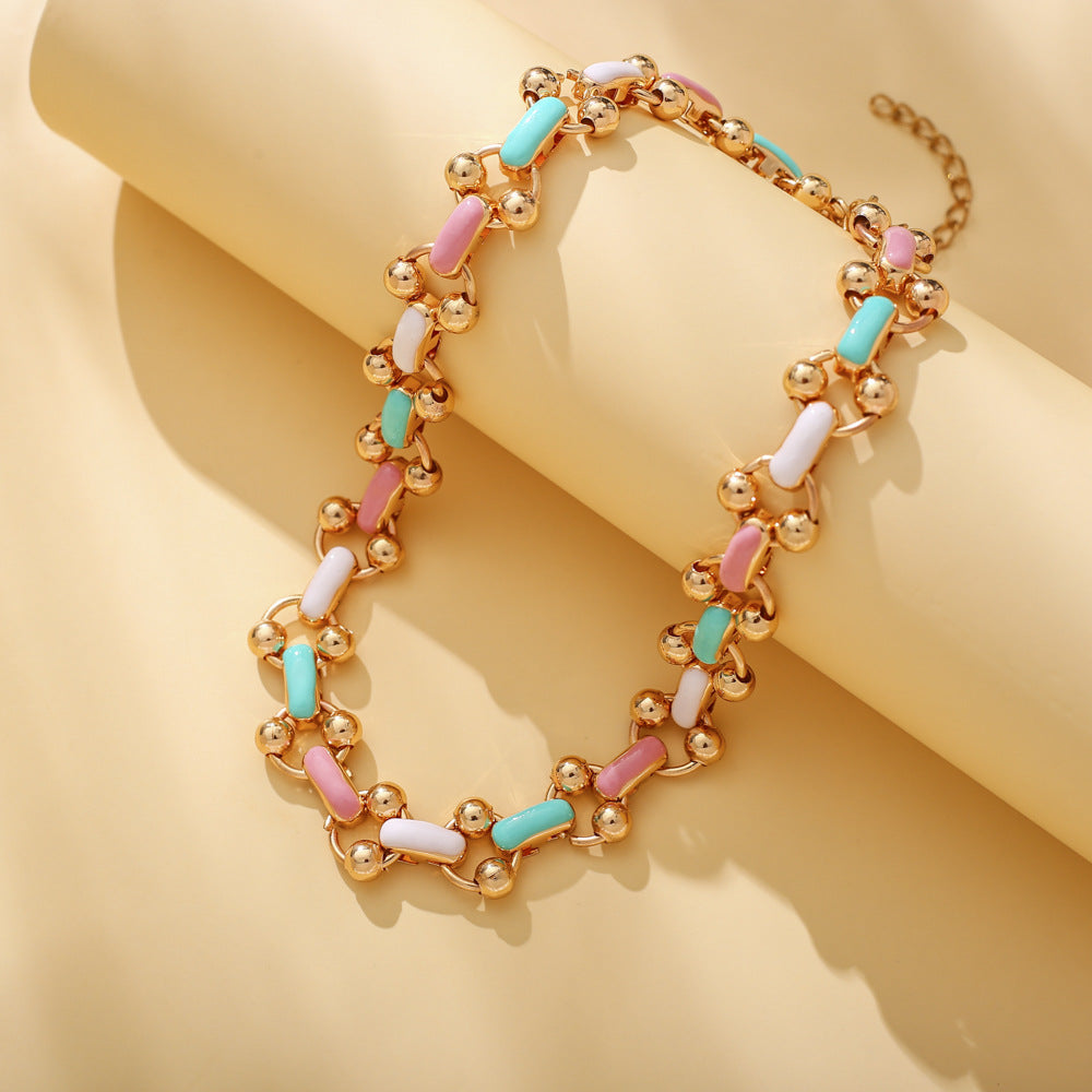Dripping Rainbow Color Necklace Exaggerated Necklace Clavicle Chain