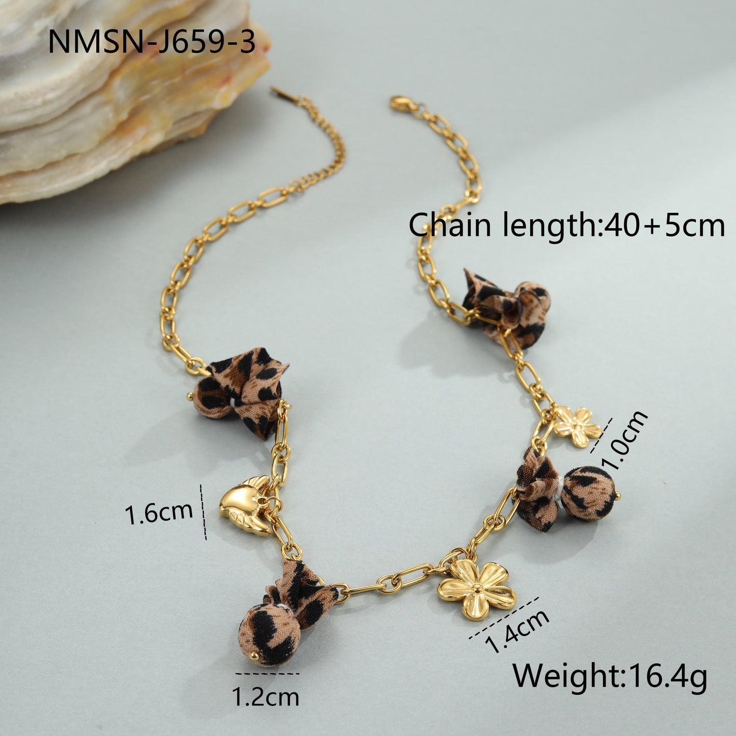 Leopard Pendant Love Heart Flowers Stainless Steel Necklace
