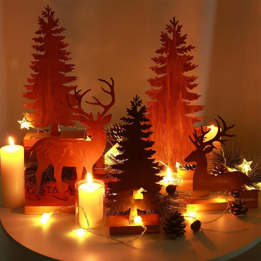 Metal Rusty Christmas Tree Elk Decorations