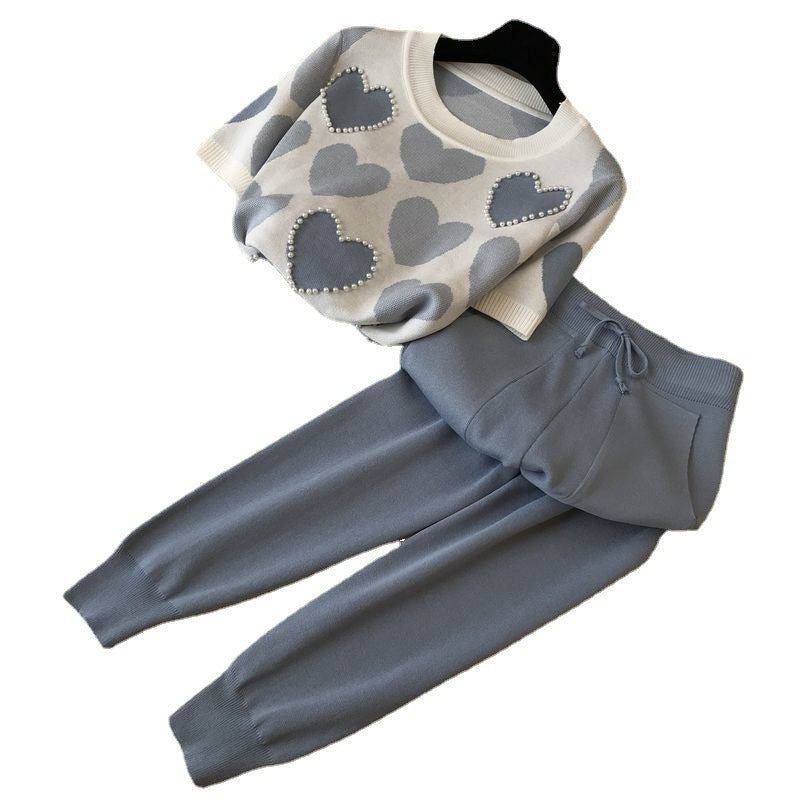 Two-piece Knitted Short-sleeved Pants