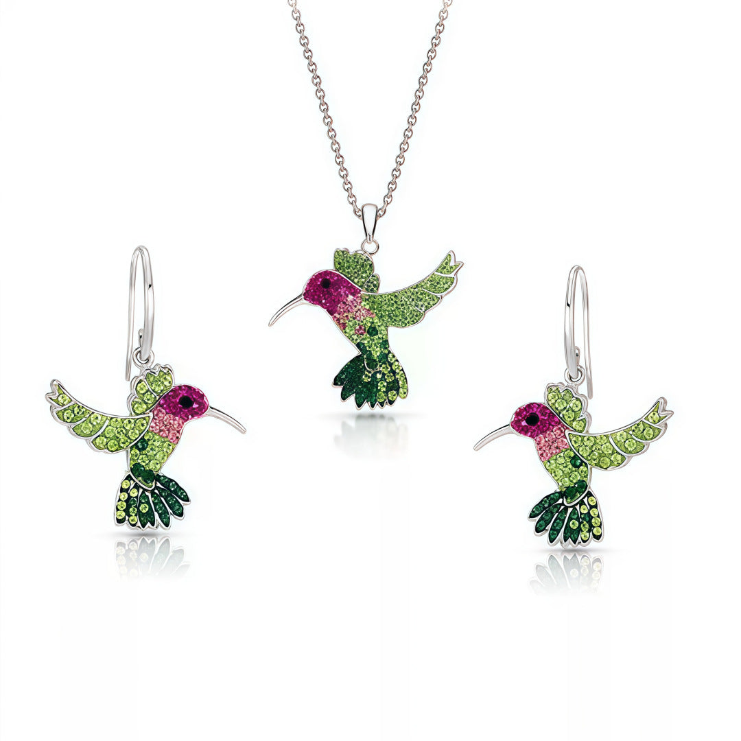 European And American Retro Creative Colorful Hummingbird Shape Diamond Fashion Women's Earrings