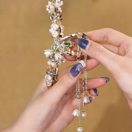 Copper Alloy Pearl Hair Accessories With Colored Tassels