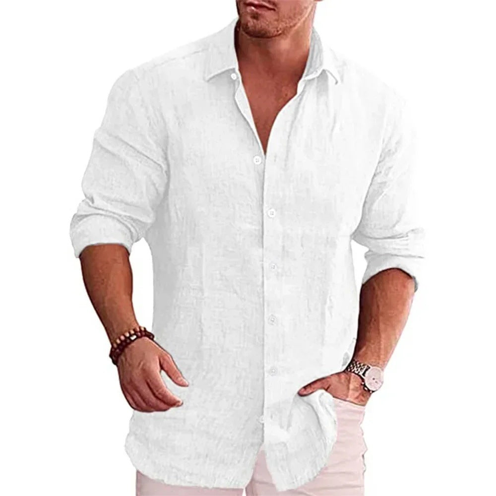 3D Printed Casual Men's Solid Color Shirt Slim Lapel