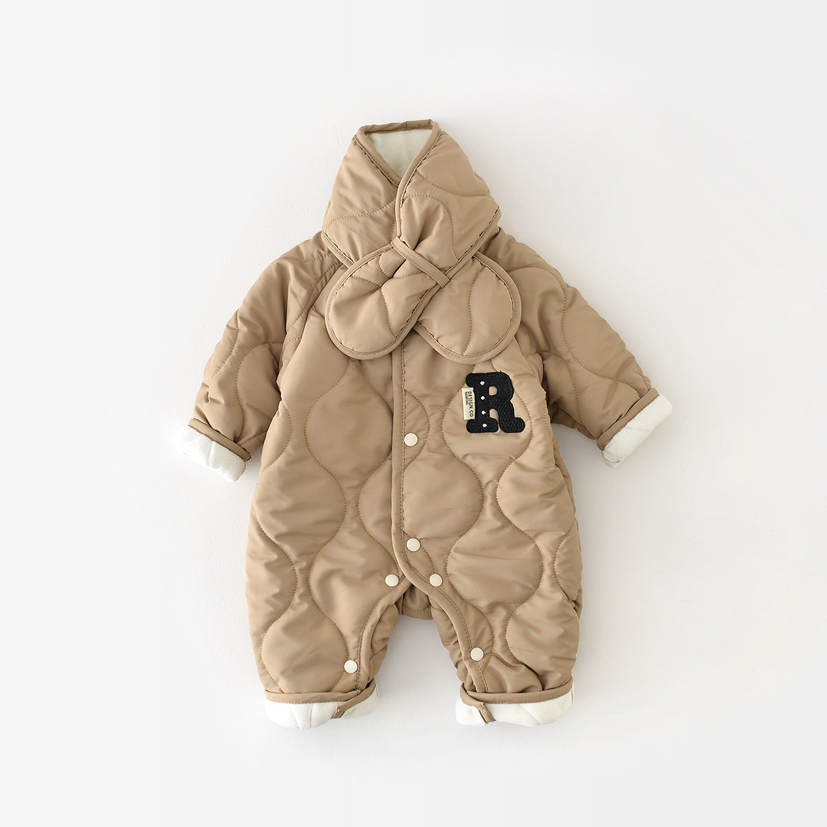 Autumn And Winter Quilted Cotton Fleece-lined Warm Baby Jumpsuit