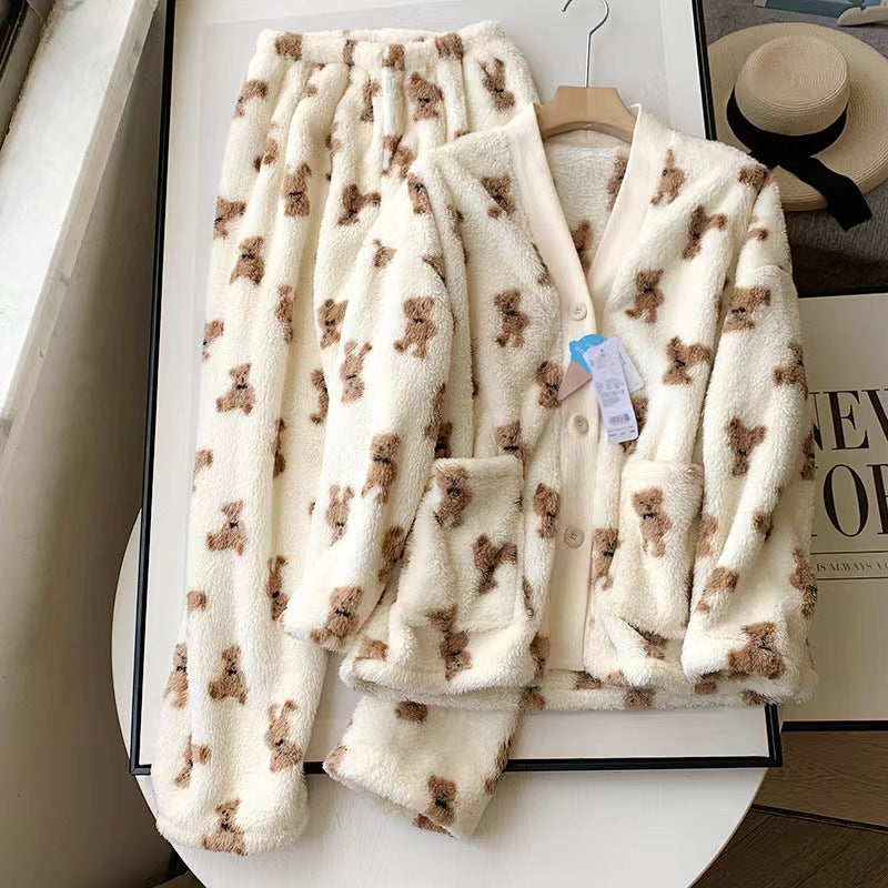 Warm Plush Pajamas Homewear Suit