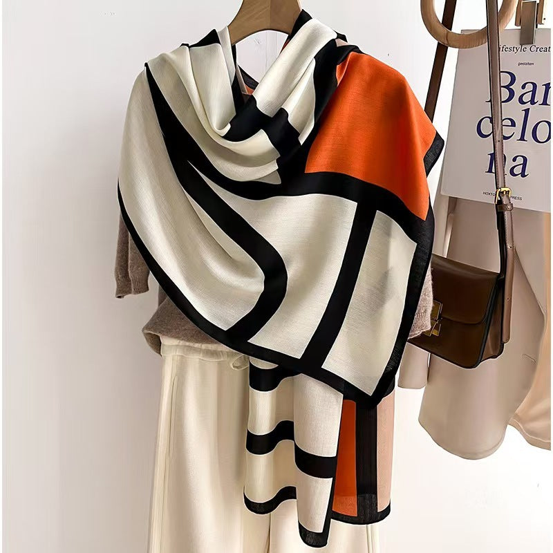 Color Matching Fashion Scarf Scarf Thin Warm Scarf Talma