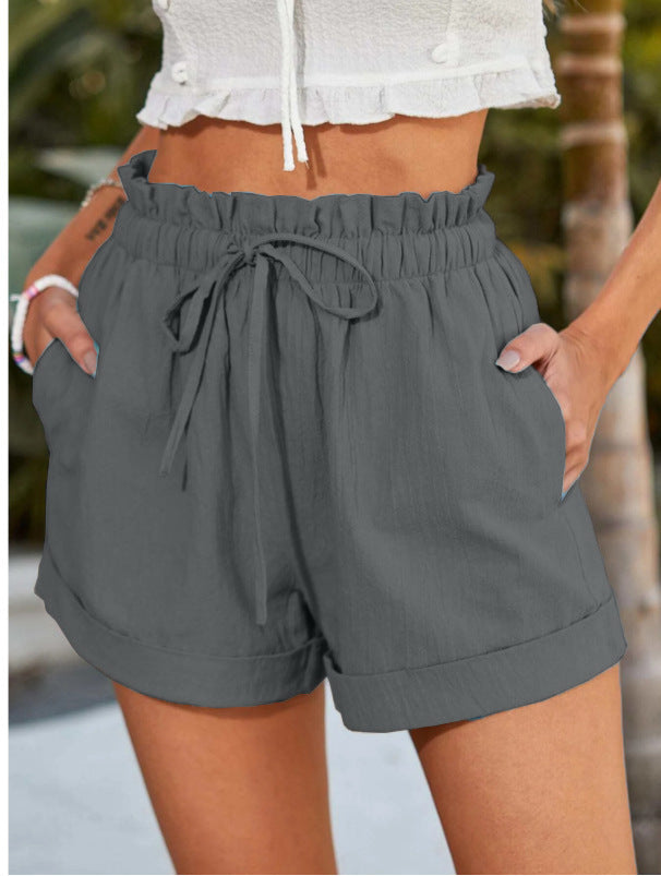 European American Summer New Solid Color Loose Casual Fashion Shorts For Women