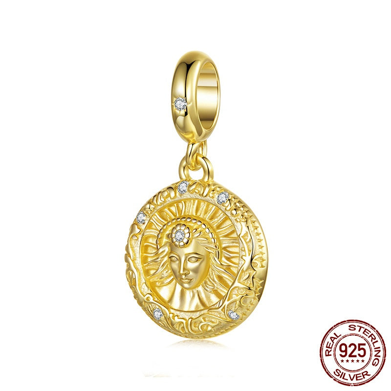 Original S925 Sterling Silver Gold Plated Sun Goddess Pendant Parts