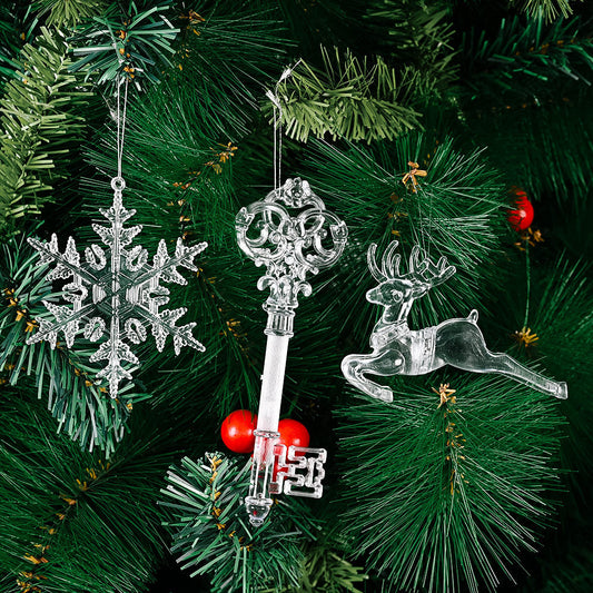 Transparent Snowflake Deer Pendant Christmas Party Decoration Christmas Tree Decor Hanging Ornaments New Year Gifts